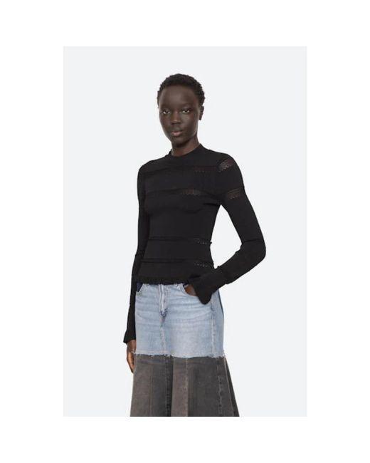 Long Sleeve Tops Sea de color Black