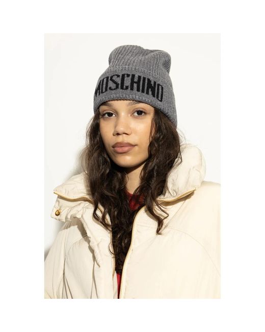 Moschino Gray Beanies