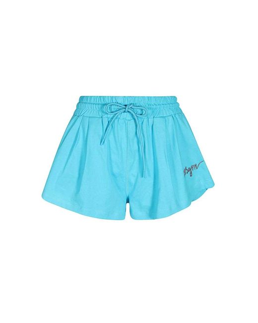 MSGM Korte Broeken ,Blauw ,Katoen Katoenen Elastische Taille Shorts in het Blue