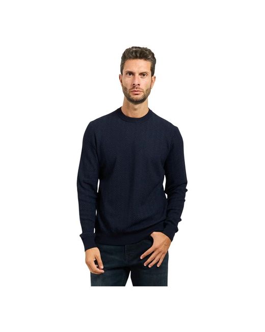 HUGO Blauer Herringbone Pullover in Blue für Herren