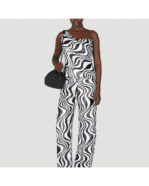 Simon Miller Tops ,Wit ,Kleurrijke One Shoulder Top in het Black