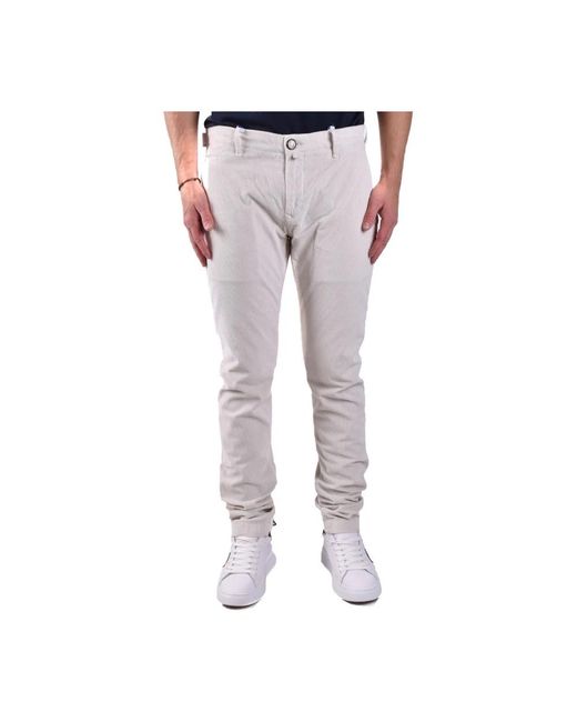 Dondup White Slim-Fit Trousers for men