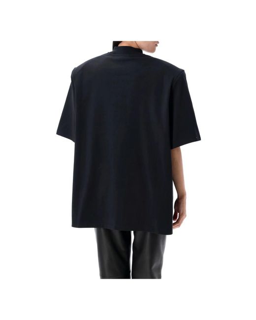 The Attico Mat Zwart T-Shirt Met Geribbelde Kraag in het Black