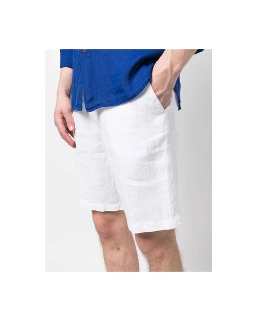 120% Lino White Casual Shorts for men