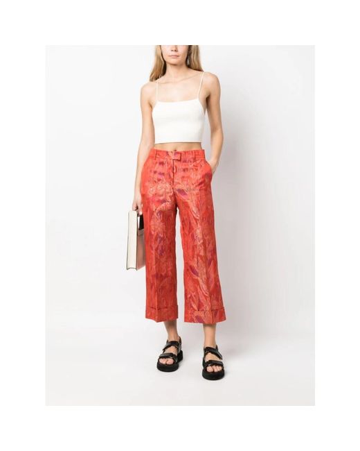 Alberto Biani Red Cropped Trousers