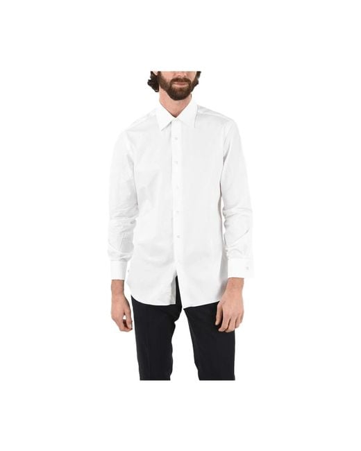 Aquascutum Weiße baumwollhemd regular fit bestickt in White für Herren