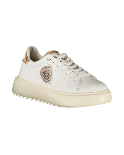Blauer White Bronze Accent Lace-Up Sneakers