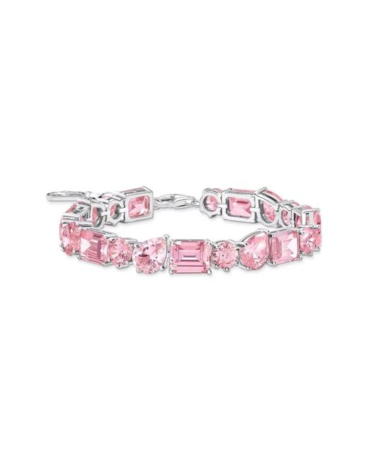 Thomas Sabo Accessoires ,Roze ,Tennis Armband Met 20 Zirkonia Stenen in het Pink