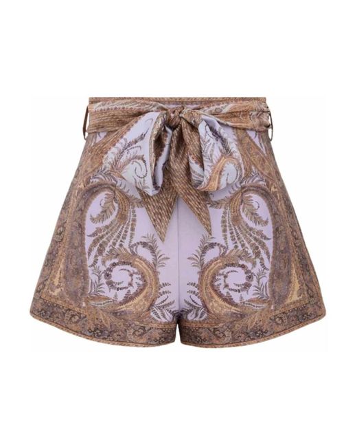 Zimmermann Korte Broeken ,Veelkleurig ,Katoen Hypnotic Flat Front Short in het Purple