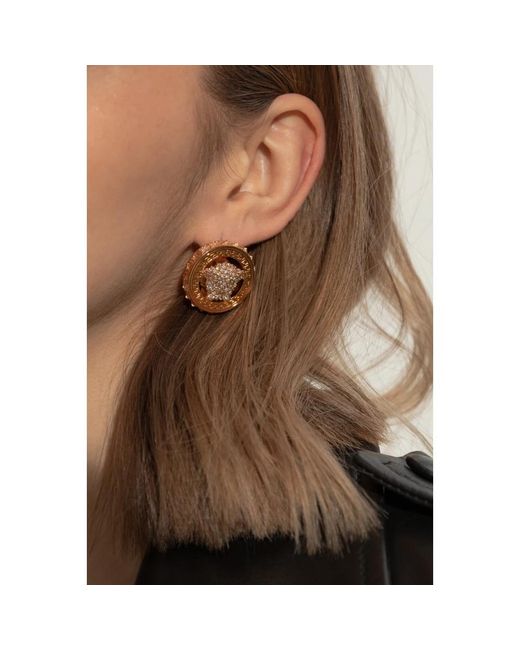 Versace Accessoires ,Geel ,Oorbellen Met Logo in het Metallic