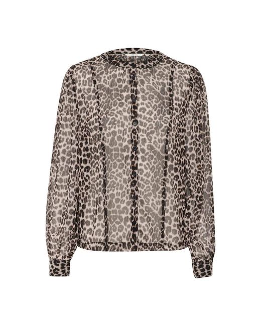 Cream Overhemden ,Bruin ,Luipaardprint Shirt Met Transparante Kwaliteit in het Brown