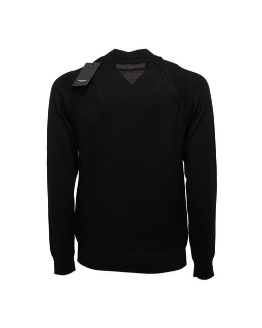 Paolo Pecora Truien & Vesten ,Zwart ,Wol Wollen Sweater Cardigan Model 17I in het Black voor heren