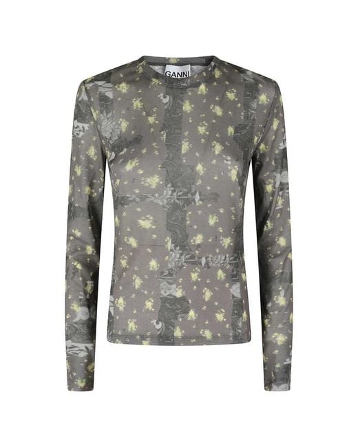 Ganni Gray Long Sleeve T-Shirts