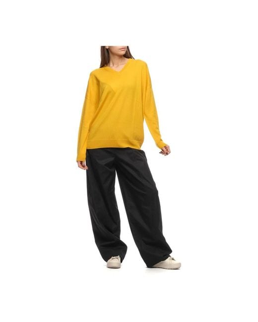 Aragona V-Neck Knitwear in het Yellow