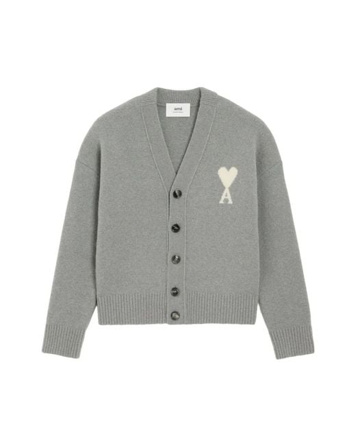 AMI Grijze V-Hals Sweater Met Knopen in het Gray voor heren