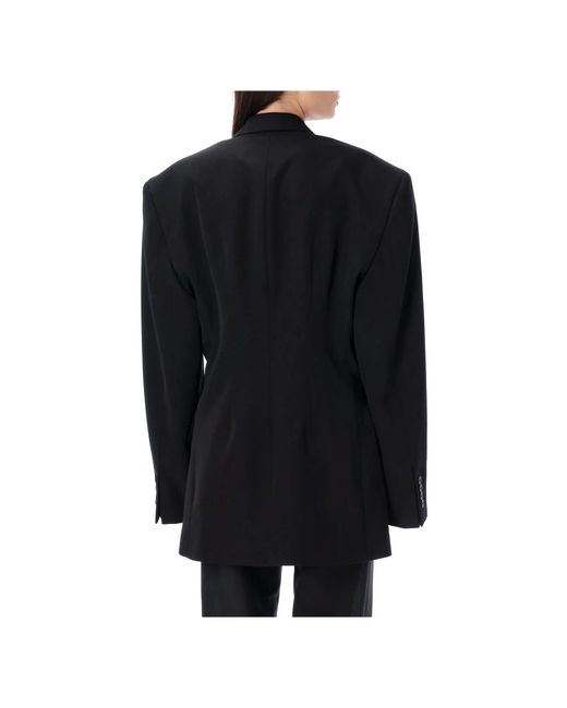 Balenciaga Black Taillierter wollblazer,schwarze jacken mit 5.0 cm krempe und 55.0 cm umfang,schwarze woll-doppelreiher-jacke,jackets