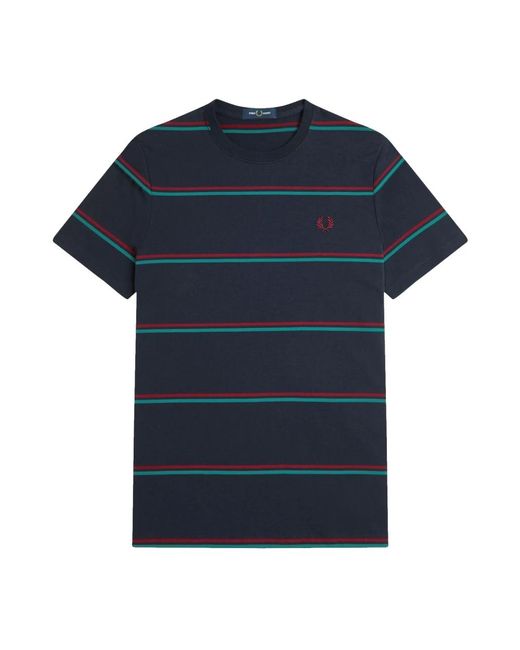 Fred Perry Tops ,Blauw ,Katoen Fijn Gestreept T-Shirt in het Blue voor heren