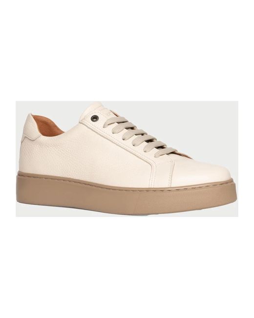 Exton Gehamerd Leren Vetersneakers in het White voor heren