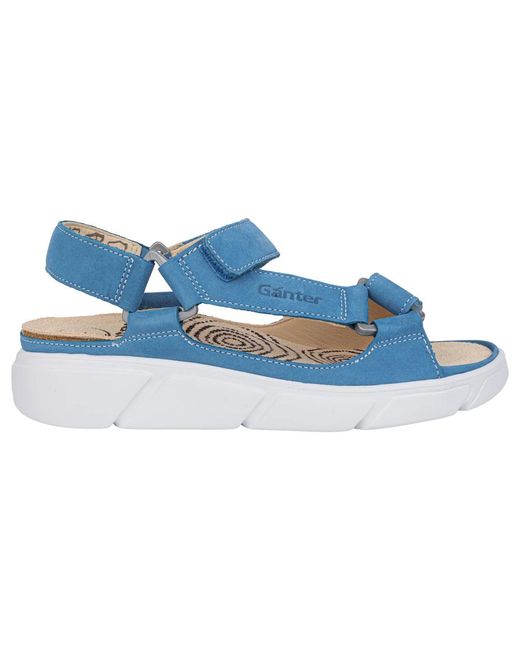 Ganter Schoenen ,Blauw ,Blauwe Brede Pasvorm Damessandaal in het Blue