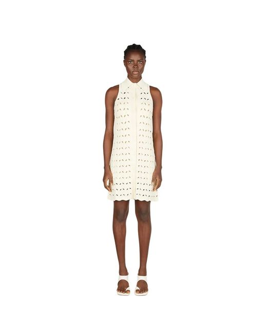 Sportmax White Gestricktes Kleid Mit Stickerei Und Cut-Outs