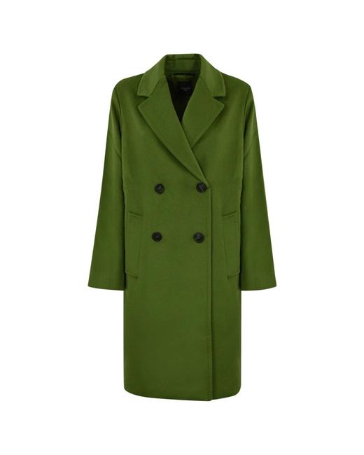 Abrigo Verde De Lana De Doble Botonadura, Mujer, Talla Weekend by Maxmara de color Green