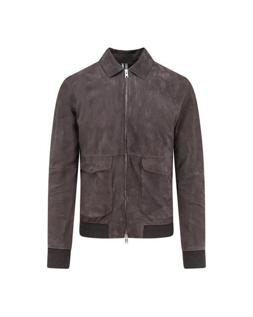 DFOUR® Gray Leather Jackets for men