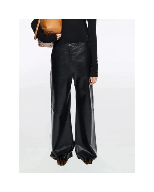 Stand Studio Broeken ,Zwart ,Leer Rowena Trouser in het Gray