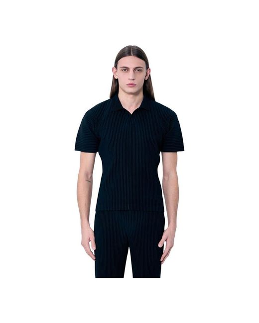 Issey Miyake Gefaltete polo-top kurzarm rundhalsausschnitt in Black für Herren