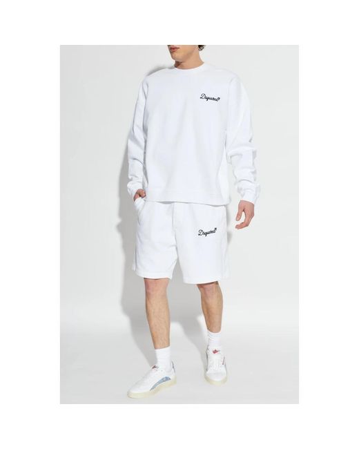 DSquared² Hoodies & Sweatvesten ,Wit ,Katoen Sweatshirt Met Geborduurd Logo in het White voor heren