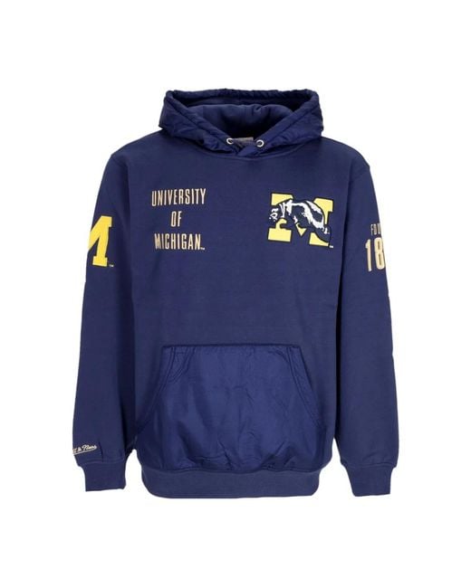 Mitchell & Ness Hoodies & Sweatvesten ,Blauw ,Wol Michigan Wolverines Hoodie in het Blue voor heren