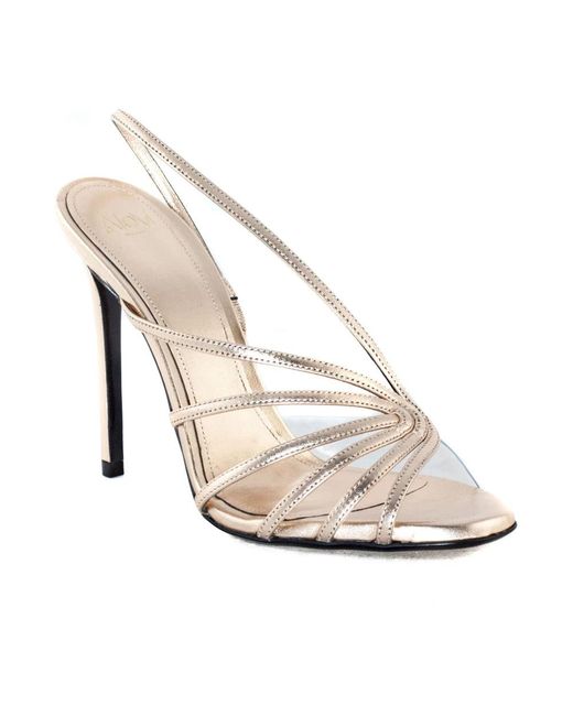 ALEVI White Nude Leder Sandalen Mit Perlendetail