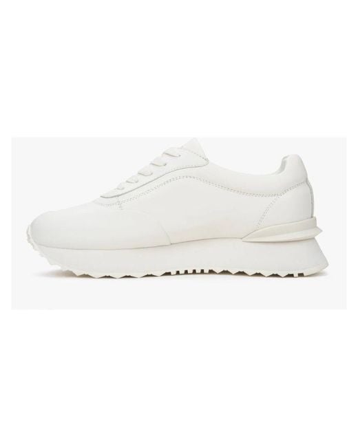 ESTRO White Weiße Ledersneaker Für Damen Mit Flexibler Sohle