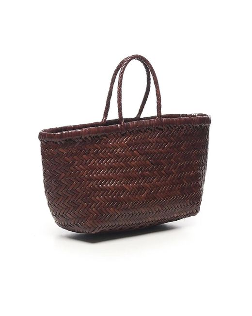 Dragon Diffusion Red Handgewebte Braune Ledertasche