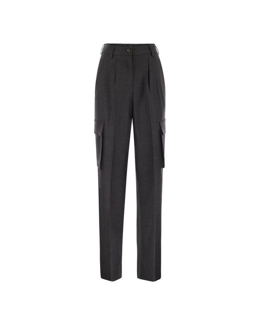 Herno High-Waisted Geplooide Cargobroek in het Black