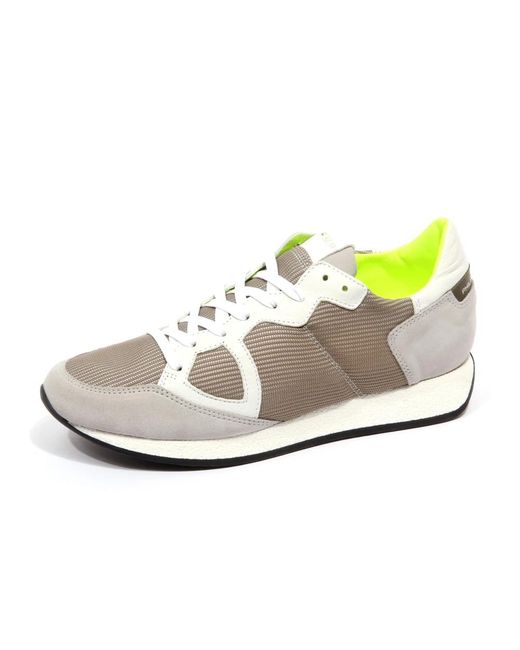 Philippe Model Schoenen ,Veelkleurig ,Leer Monaco L U Legere Militaire Sneaker in het White voor heren