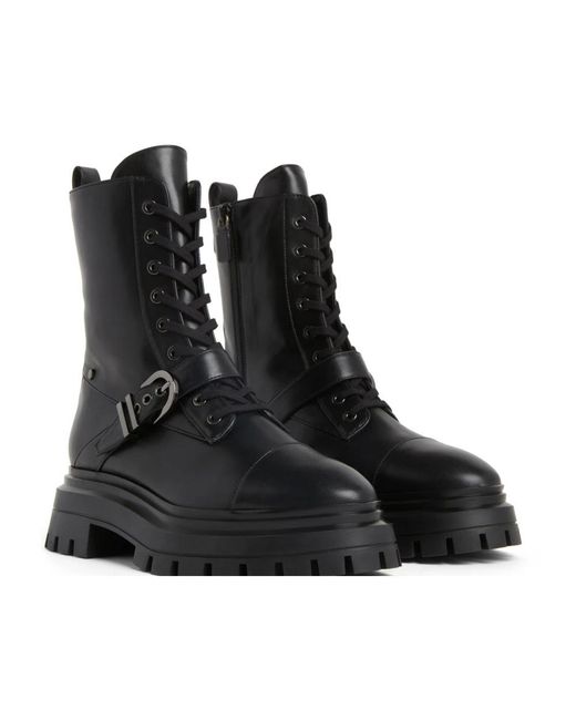 Stuart Weitzman Black Lace-Up Boots