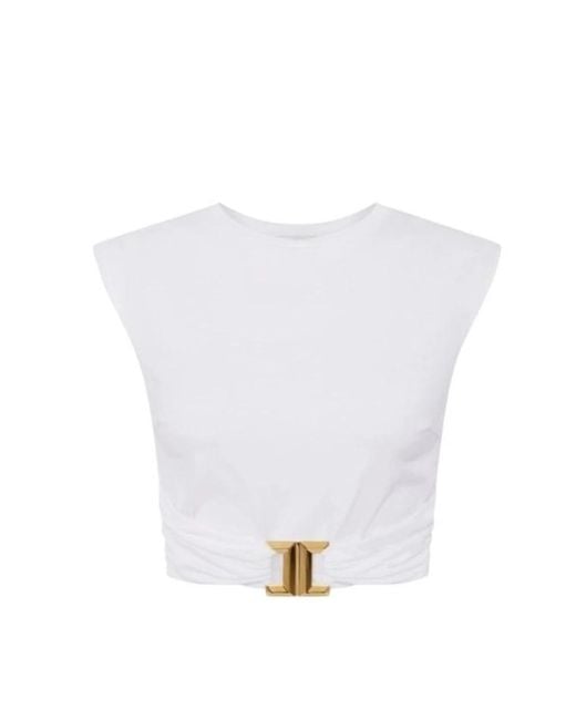 Elisabetta Franchi White Sleeveless Tops