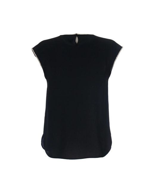 Le Tricot Perugia Black Seidenmischung ärmelloses t-shirt