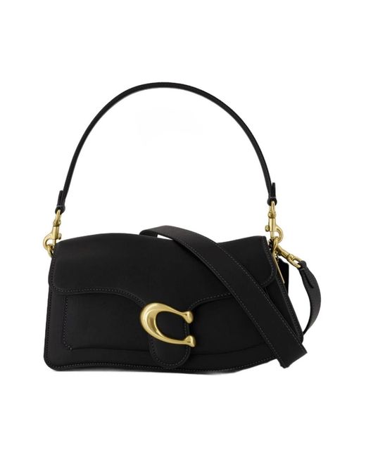 COACH Black Schwarze Leder-Schultertasche Mit Klappe