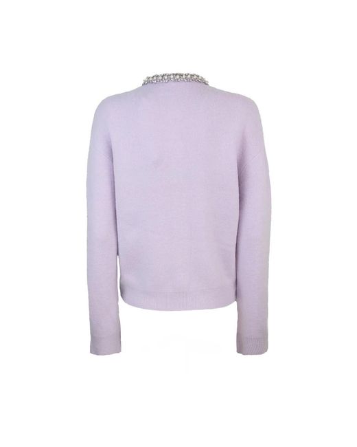 Self-Portrait Truien & Vesten ,Paars ,Wol Paarse Gebreide Trui Alpaca Mix in het Purple