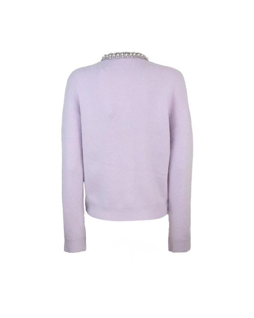 Self-Portrait Truien & Vesten ,Paars ,Wol Paarse Gebreide Trui Alpaca Mix in het Purple