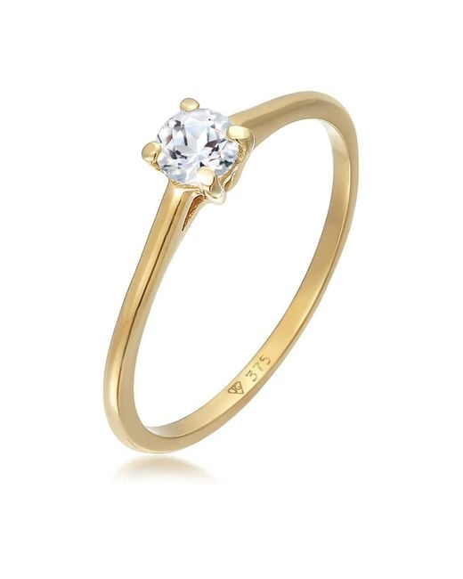 Elli Jewelry Elegante Topaas Gouden Ring in het Metallic