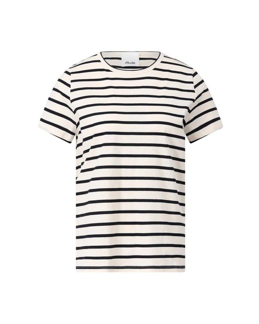 T-shirt classica a righe di Allude in White