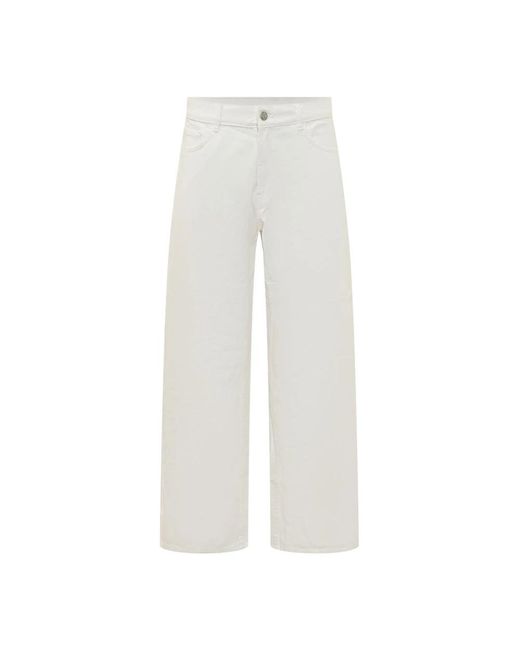 Palm Angels White Wide Jeans for men
