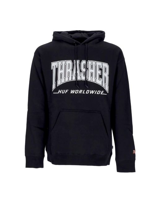 Huf Hoodies & Sweatvesten ,Zwart ,Katoen Bayview Hoodie Sweatshirt Met Lange Mouwen in het Blue voor heren