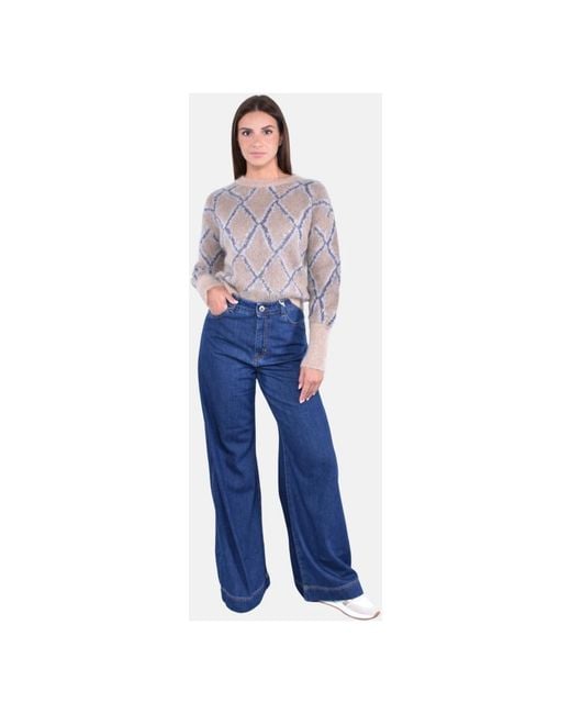 Kangra Blue Round-Neck Knitwear