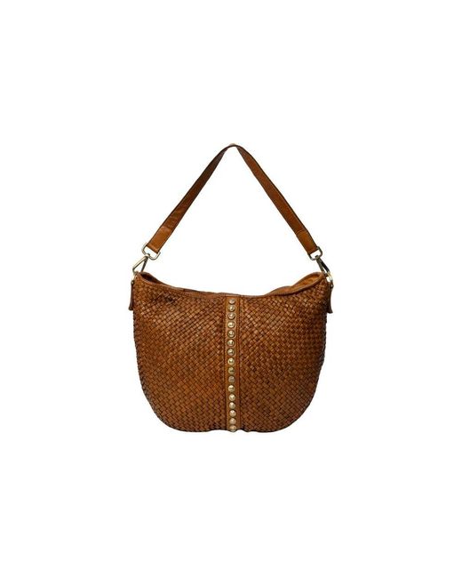 Re:designed Brown Elegante Geflochtene Leder Umhängetasche