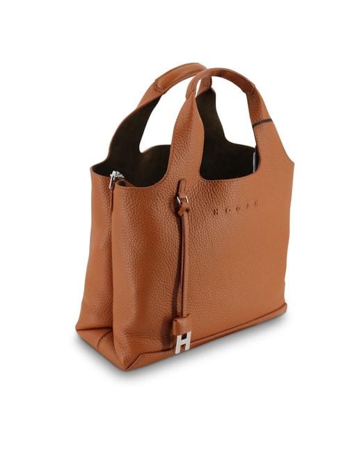 Hogan Stijlvolle Leren Winkel Tas Met Afneembare Band in het Brown