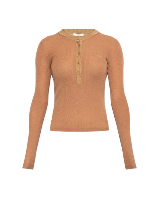 V-Neck Knitwear di Chloé in Brown