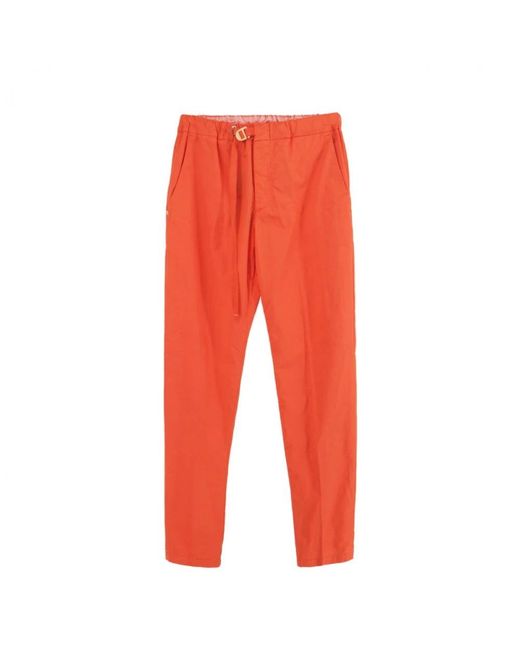 White Sand Red Straight Trousers